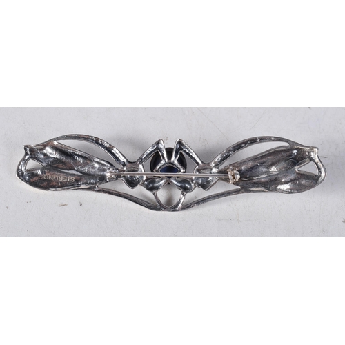 1543 - A Silver and Lapis Dragonfly Brooch. Stamped Sterling. 9cm x 2cm, weight 16g