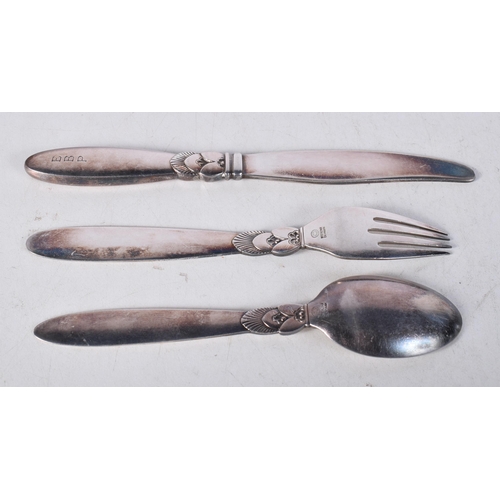 1613 - GEORG JENSEN SILVER CUTLERY. 98 grams. 16.5 cm long. (3)