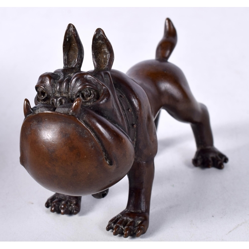 1638 - A JAPANESE BRONZE DOG. 349 grams. 6 cm x 8 cm.