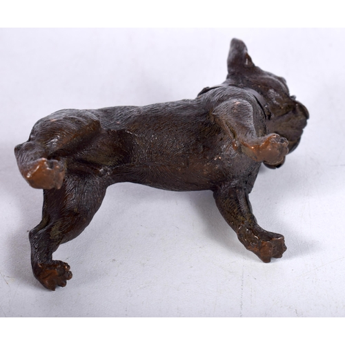 1639 - A JAPANESE BRONZE DOG. 232 grams. 6.5 cm x 7.5 cm.