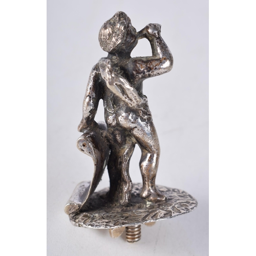 1652 - AN ANTIQUE WHITE METAL FIGURE. 57 grams. 6 cm x 3.75 cm.