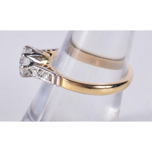 1660 - AN 18CT GOLD 1.15 CT DIAMOND SOLITAIRE RING. M. 3.7 grams.