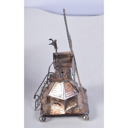 1687 - AN ANTIQUE SILVER WINDMILL. Sheffield 1897. 49.9 grams. 11.25cm x 9.25cm.