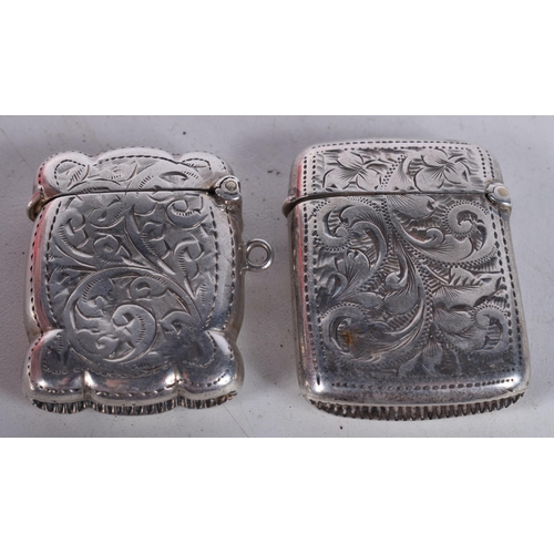 1703 - TWO ANTIQUE SILVER VESTA CASES. 33 grams. 4.25cm x 3.25cm. (2)