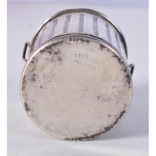 1727 - A Silver Dust Bin (missing lid). Stamped Sterling. 5cm x 5.1cm x 4.6cm, weight 27g