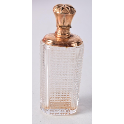 1735 - A Continental Gold Topped Scent Bottle in a Fitted Case. Dutch Marks. Bottle 8.8cm x 3.3cm x 2.3cm, ... 