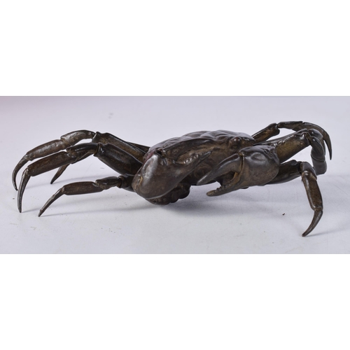 1745 - A Japanese Bronze Articulated Crab. 16cm x 6.5cm x 5.1cm, weight 369g