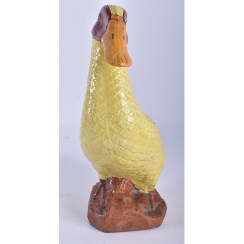 2229 - A 19TH CENTURY CHINESE FAMILLE VERTE PORCELAIN FIGURE OF A DUCK Kangxi style. 22 cm high.