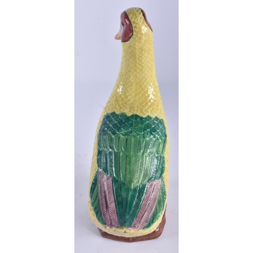 2229 - A 19TH CENTURY CHINESE FAMILLE VERTE PORCELAIN FIGURE OF A DUCK Kangxi style. 22 cm high.