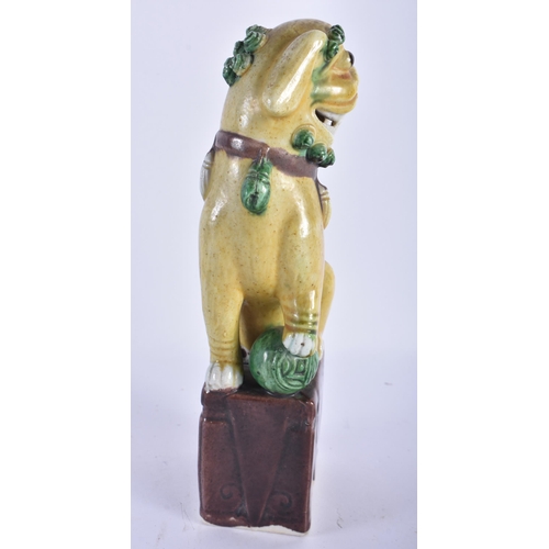 2235 - A 19TH CENTURY CHINESE FAMILLE VERTE PORCELAIN FIGURE OF A DOG OF FOE Kangxi style. 20 cm high.