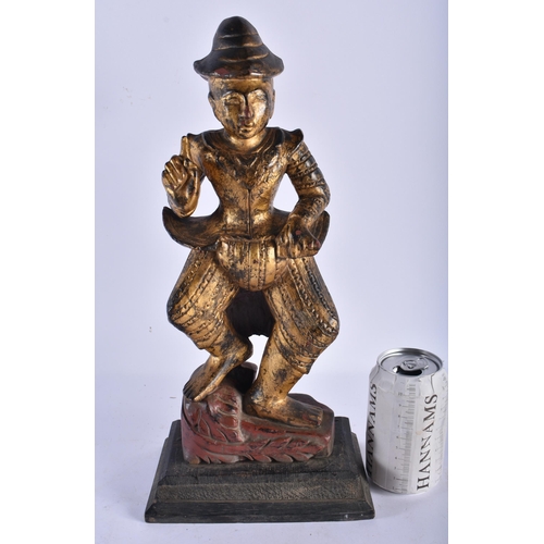 2241 - A LARGE 19TH CENTURY CHINESE CARVED AND GILT LACQUER WOOD FIGURE OF A MALE Qing. 38 cm x 15 cm.