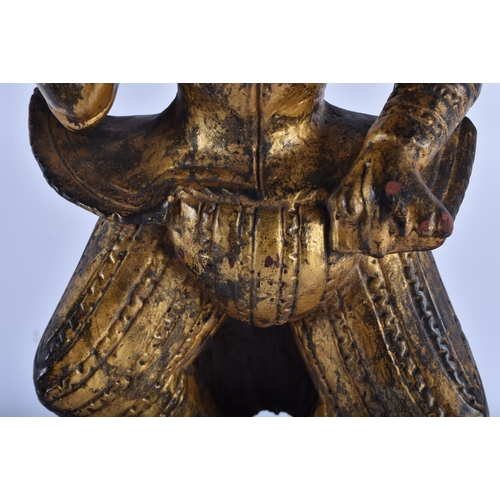 2241 - A LARGE 19TH CENTURY CHINESE CARVED AND GILT LACQUER WOOD FIGURE OF A MALE Qing. 38 cm x 15 cm.