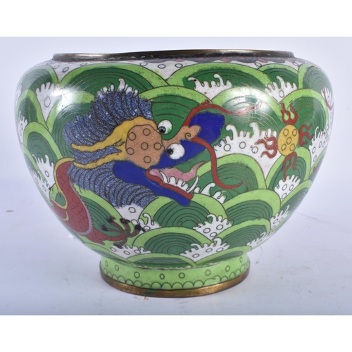 2244 - AN EARLY 20TH CENTURY CHINESE CLOISONNE ENAMEL DRAGON BOWL Late Qing/Republic. 15 cm x 19 cm.