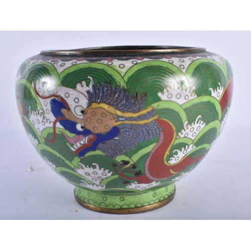 2244 - AN EARLY 20TH CENTURY CHINESE CLOISONNE ENAMEL DRAGON BOWL Late Qing/Republic. 15 cm x 19 cm.