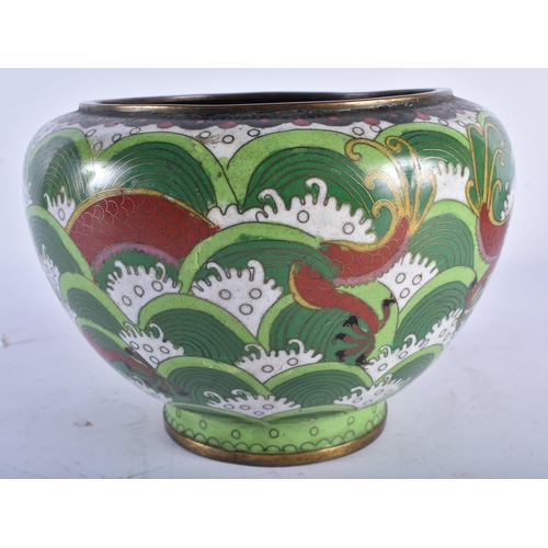 2244 - AN EARLY 20TH CENTURY CHINESE CLOISONNE ENAMEL DRAGON BOWL Late Qing/Republic. 15 cm x 19 cm.