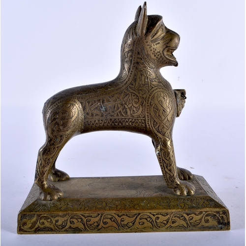 520 - A RARE 18TH/19TH CENTURY PERSIAN ISLAMIC MIDDLE EASTERN BRONZE BEAST decorated with Kufic scripture ... 