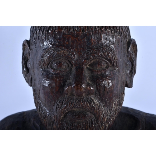 521 - A LOVELY 19TH CENTURY TREEN COUNTRY HOUSE CARVED WOOD FIGURE OF A BEARDED MALE possibly representing... 