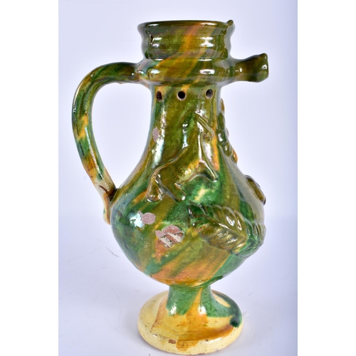 770 - A TURKISH CANAKKALE MAJOLICA TYPE MIDDLE EASTERN POTTERY EWER. 24 cm high.