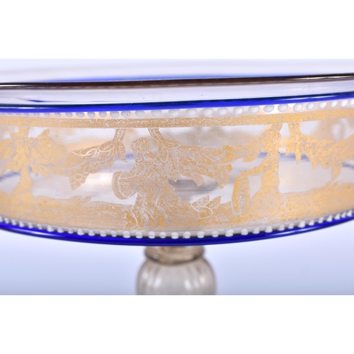 774 - THREE FINE ITALIAN VENETIAN GILDED GLASS BOWLS delicately blown and painted with classical figures a... 