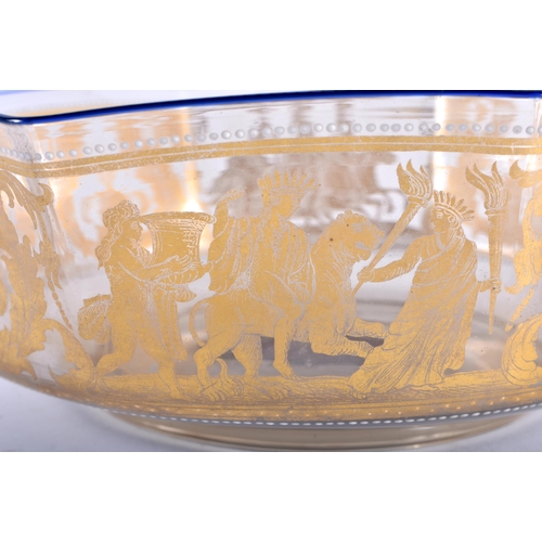 774 - THREE FINE ITALIAN VENETIAN GILDED GLASS BOWLS delicately blown and painted with classical figures a... 