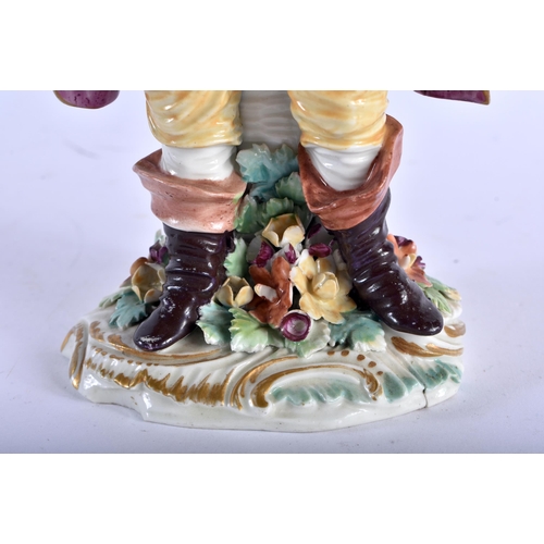 776 - AN 18TH CENTURY DERBY PORCELAIN FIGURE OF FALSTAFF together with two Continental porcelain plates, p... 