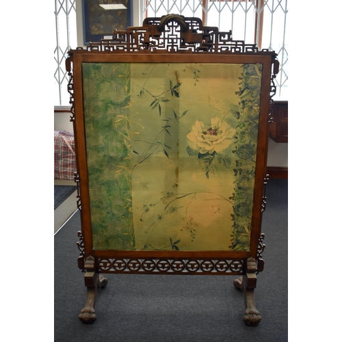 783 - A 19TH CENTURY FRENCH AESTHTIC MOVEMENT DRAGON FIRE SCREEN Attributed to Gabriel Viadot. 112 cm x 70... 