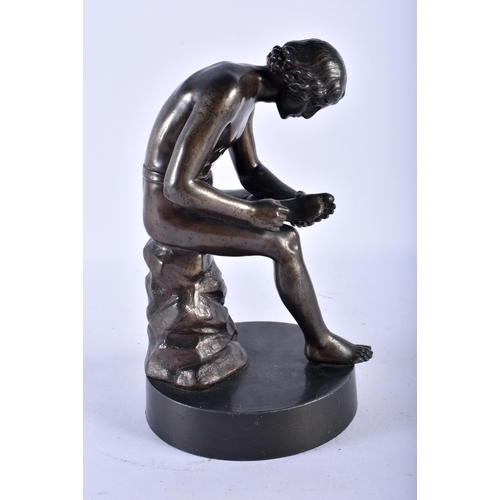 794 - A 19TH CENTURY GRAND TOUR COUNTRY HOUSE FIGURE OF THE THORN PICKER. 22 cm high.