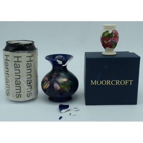 3501 - Boxed Moorcroft Seasonal Flower Collection Poinsettia Miniature Vase 2020 together with a Slipper Or... 