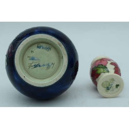 3501 - Boxed Moorcroft Seasonal Flower Collection Poinsettia Miniature Vase 2020 together with a Slipper Or... 