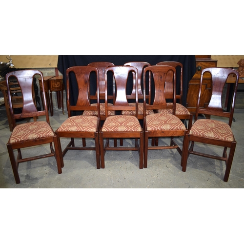 3503 - A collection of Mid Century Upholstered dining chairs 108 x 47 cm. (8).