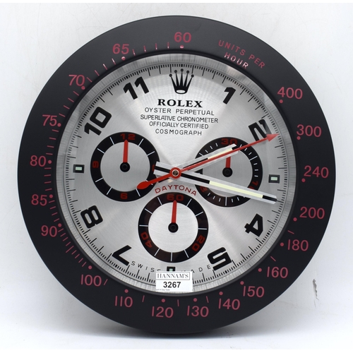 3504 - A Contemporary Rolex style dealership clock 33 cm.