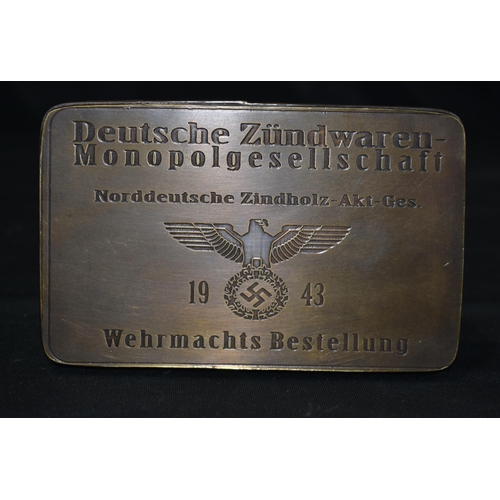 3861 - A contemporary German Military WW2 bronzed box 3.5 x 13.5 cm