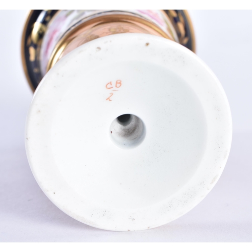 103 - A FINE EARLY 19TH CENTURY ENGLISH PORCELAIN VASE by Charles Bourne, painted with flowers. 10 cm high... 