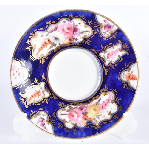 104 - A RARE EARLY 19TH CENTURY COALPORT PORCELAIN CUP AND SAUCER, with unusual dual serpent handle, paint... 