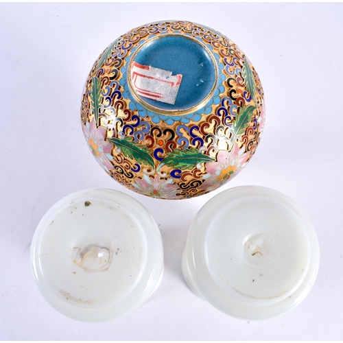 108 - A CHINESE CLOISONNE VASE etc. (5)