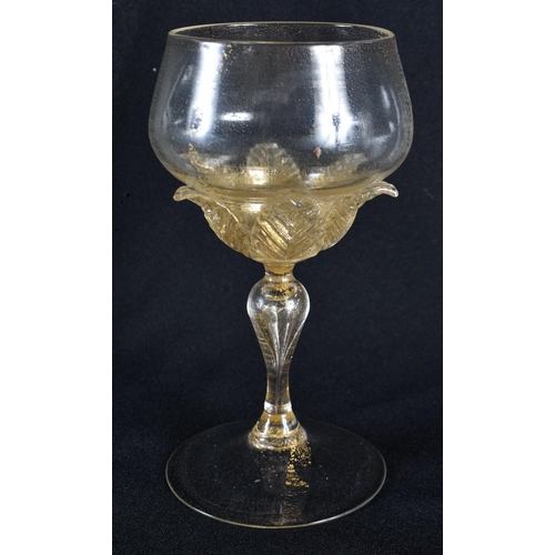 119 - AN ITALIAN VENETIAN SALVIATI LACEWORK WINE GLASS. 14.5cm high.