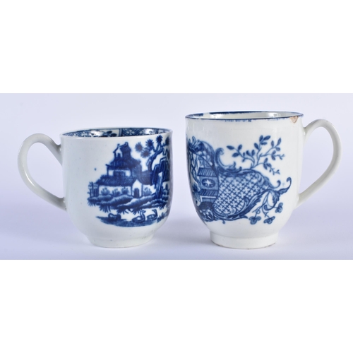 12 - AN 18TH CENTURY WORCESTER MOTHER AND CHILD TEACUP together with a Worcester Plantation Print teacup.... 