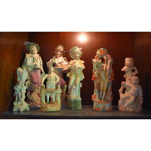 122 - A LARGE COLLECTION OF ANTIQUE GERMAN PORCELAIN BISQUE FIGURES in various forms and sizes. Largest 27... 