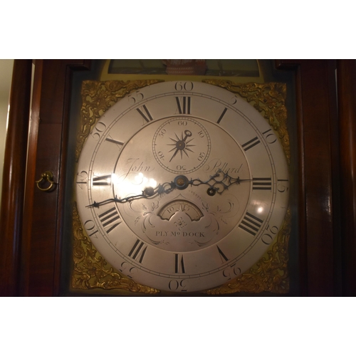 125 - A GOOD GEORGE III MAHOGANY AUTOMATON LONGCASE CLOCK by John Pollard of Plymouth Dock. 208 cm x 50 cm... 