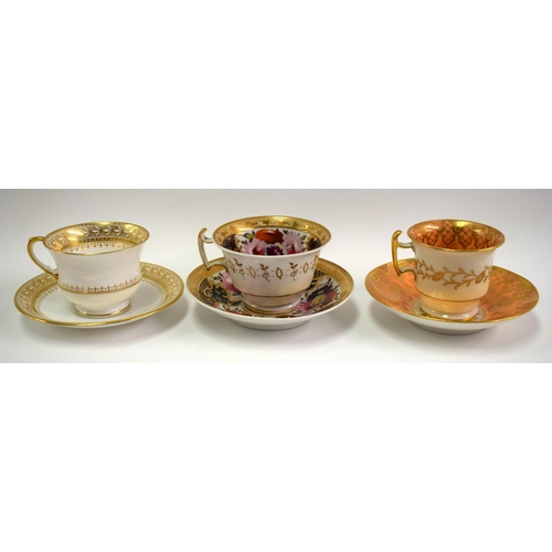 135 - Early 19th century English teacup and saucer painted with elegant flowers pattern 1215, another with... 