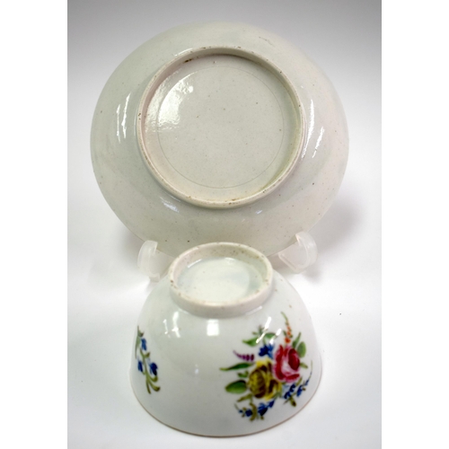 139 - 18th century Caughley teabowl and saucer painted with so-called back to back roses. Saucer 12 cm dia... 