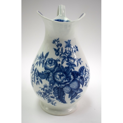 143 - 18th century Worcester large Helmet shaped water jug decorated with fir cones and rose hips. 21 cm h... 