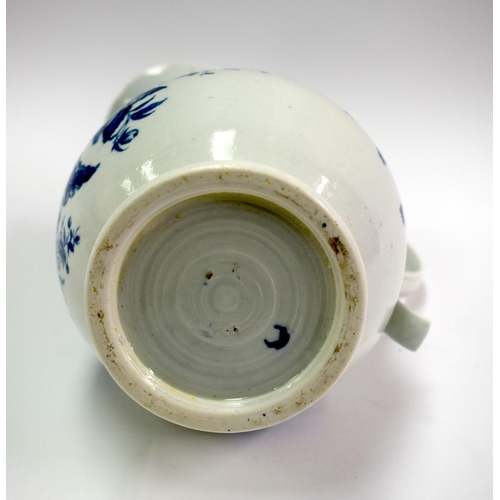 143 - 18th century Worcester large Helmet shaped water jug decorated with fir cones and rose hips. 21 cm h... 