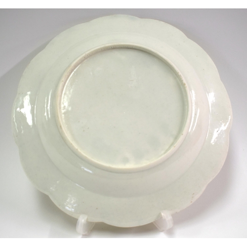 145 - 18th century Worcester plate with basket weave moulding painted with exotic birds in landscape. 20 c... 