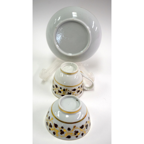 147 - Early 19th century Barr Flight and Barr miniature coffee cup, teabowl and saucer painted with gilt a... 