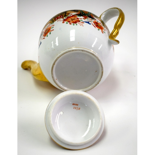 156 - 19th century small teapot and cover painted in an imari pattern. 11cm high