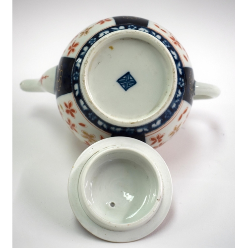 167 - 18th century Worcester teapot and cover painted with the Old Japan Star pattern, fretted square mark... 