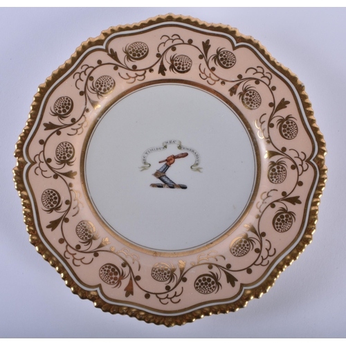 29 - FOUR EARLY 19TH CENTURY FLIGHT BARR & BARR ARMORIAL WORCESTER PLATES in various forms and sizes. Lar... 