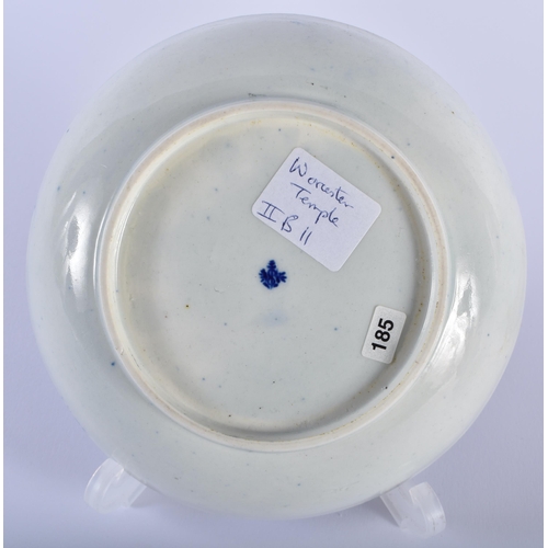 3 - AN 18TH CENTURY WORCESTER BLUE AND WHITE TEABOWL AND SAUCER decorated with the Worcester Temple patt... 