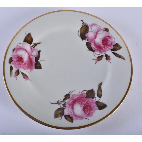 46 - THREE EARLY 19TH CENTURY FLIGHT BARR AND BARR WORCESTER PLATES painted with floral sprays and roses.... 